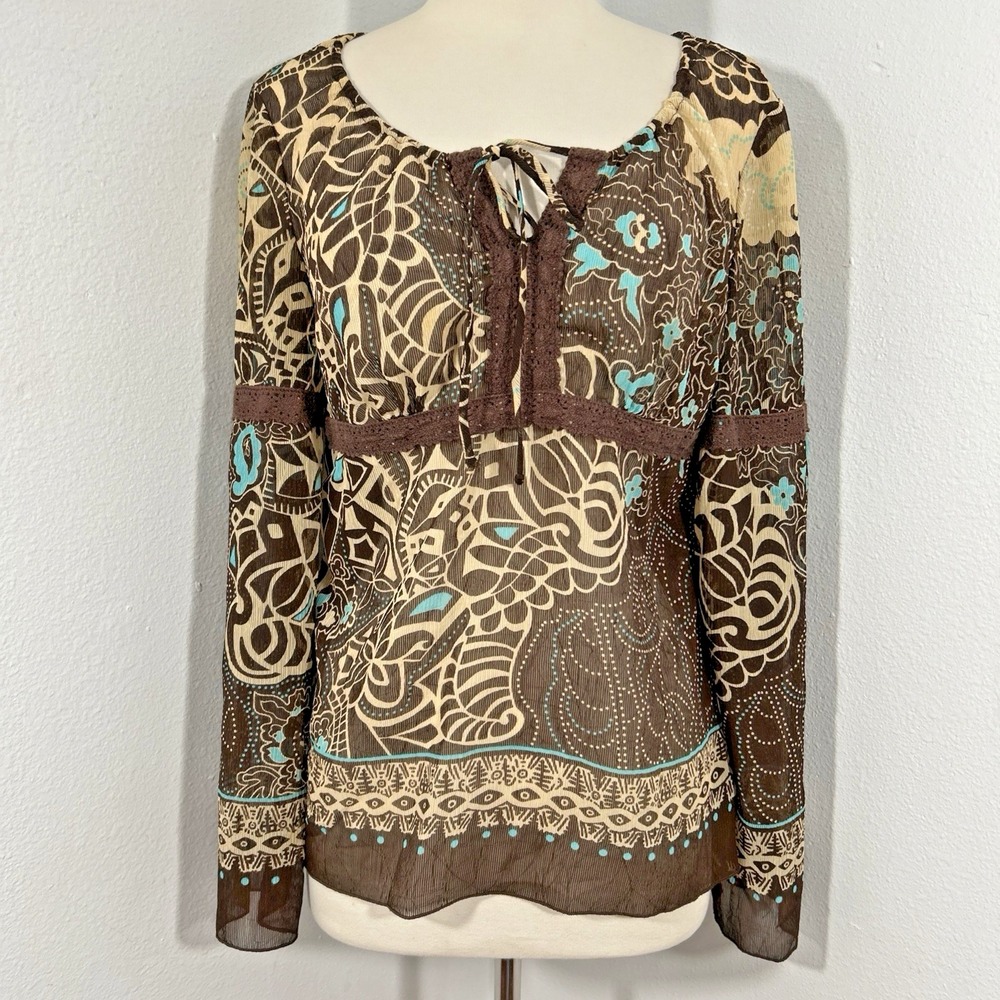 xhilaration Top Womens Medium Floral Empire Waist Boho Festival Y2K